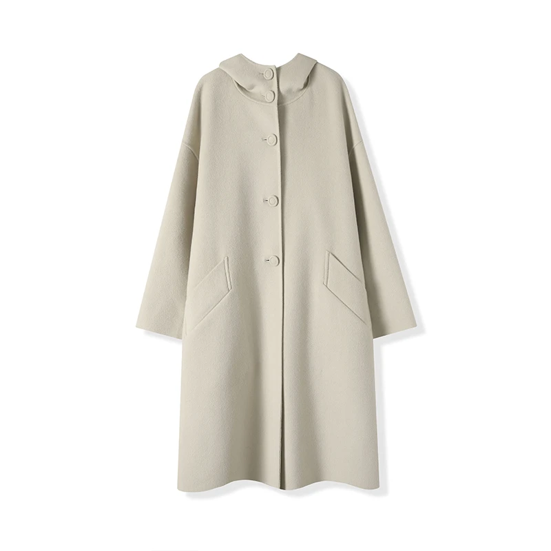 L27【软黄金&10山羊绒】三片连帽设计师款大衣2024气质新款时尚大衣