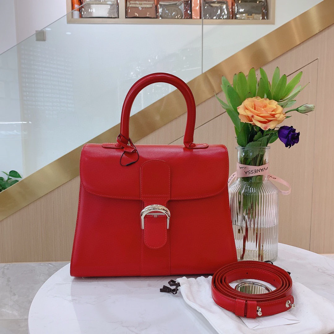 95新 Delvaux/德尔沃 货号12408 正红色brilliant 单肩包
