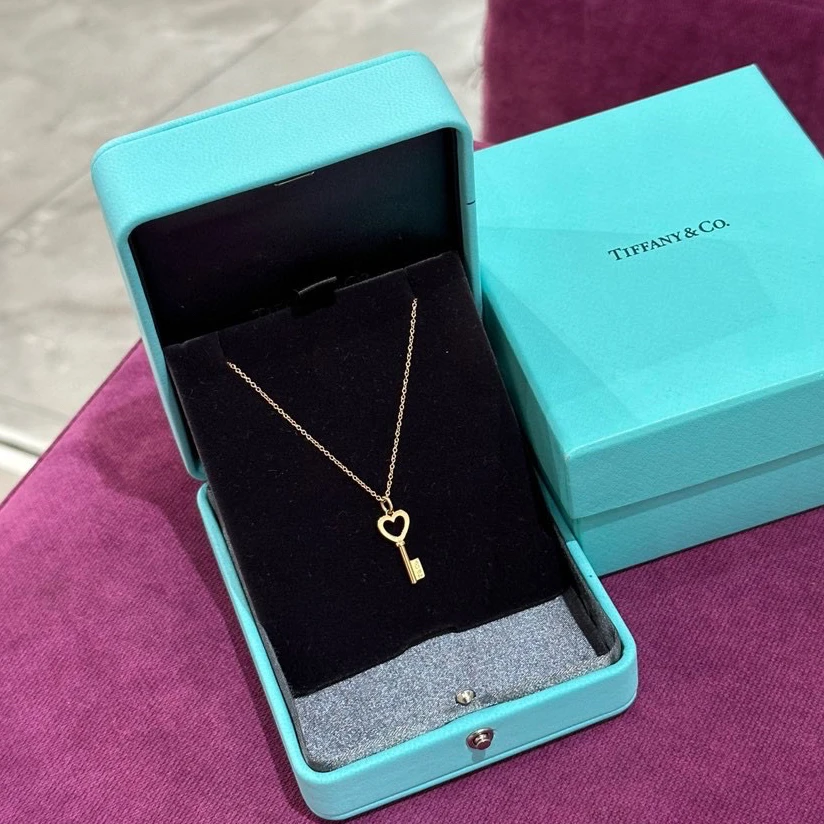全新未使用 Tiffany & Co./蒂芙尼 2310714玫瑰金mini心钥匙项链