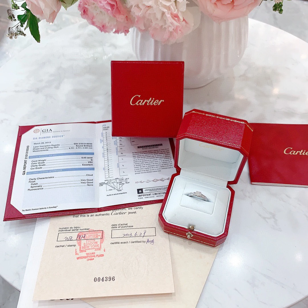 99新 Cartier/卡地亚 48号  银色戒指  1895系列