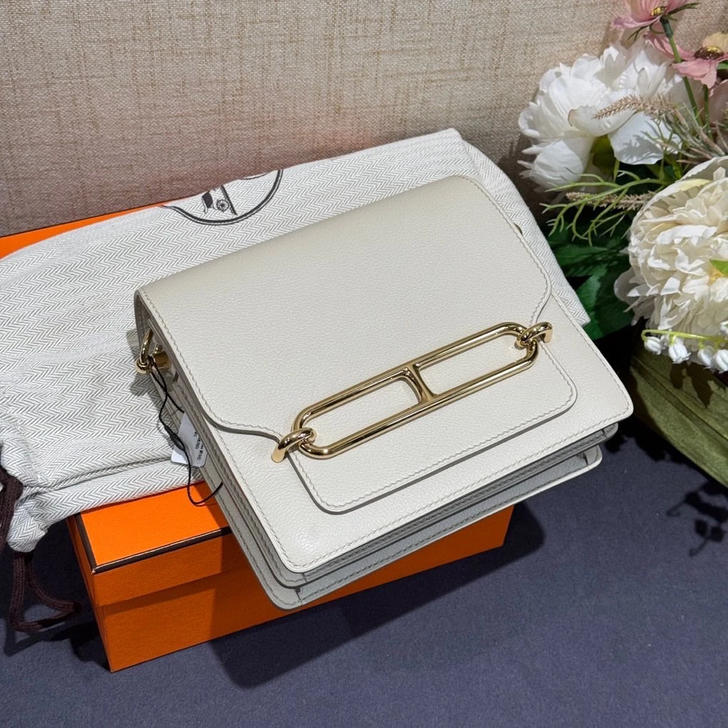 99新 Hermes/爱马仕 roulis19 冰川白金扣单肩包 Y刻