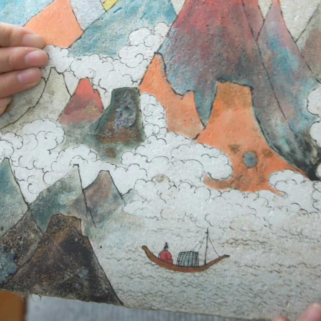 全手工手绘匣钵土茶盘