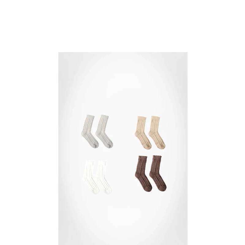 中筒保暖毛毛袜子灰白杏驼四双装ABZYW91