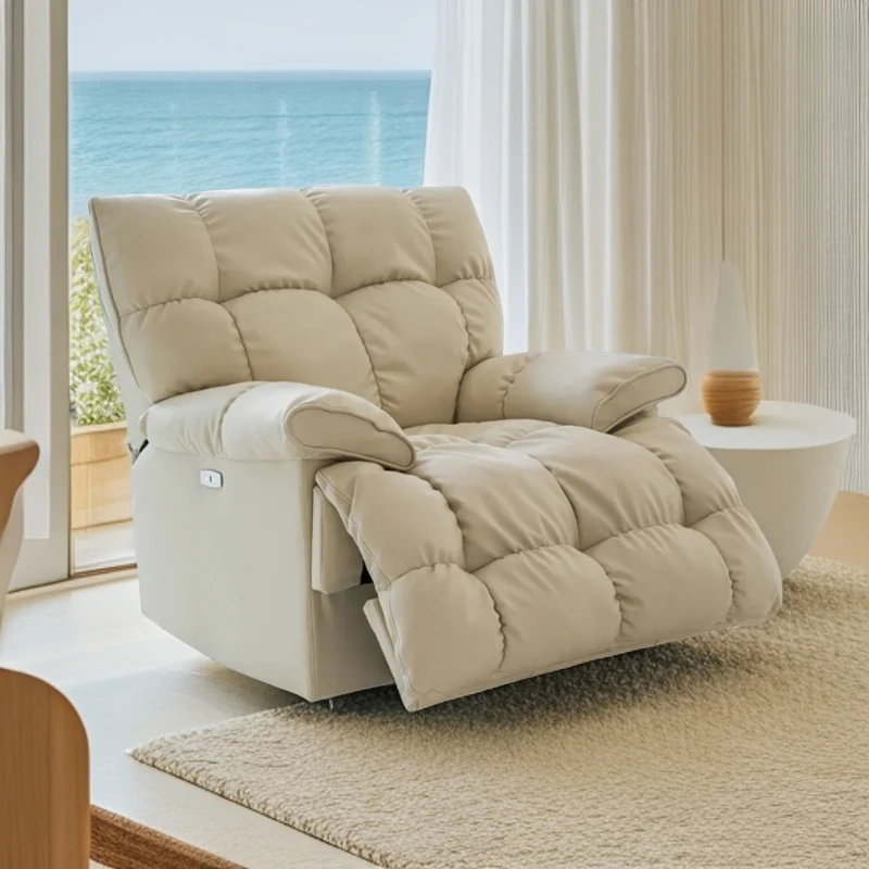 电动摇摇椅可躺可睡简约生态皮太空舱躺椅客厅沙发床头等舱阳台