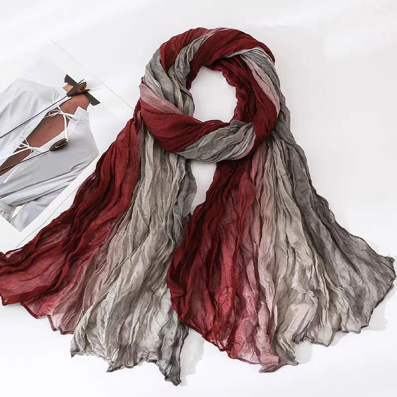 百搭复古长款围巾文艺拼色长巾时尚春季薄款渐变韩版秋冬围脖