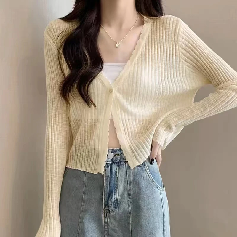 2024夏季新款防晒长袖针织时尚百搭薄款长袖针织衫