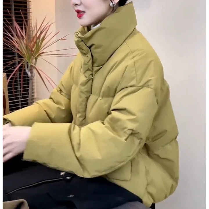 今年流行爆款小香风立领绿色保暖棉服女面包服厚外套冬季2024新款