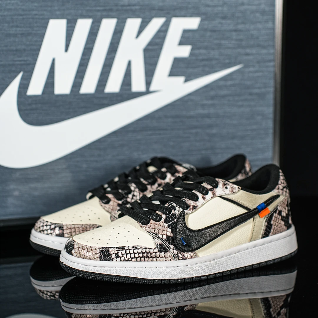 NIKE/耐克Air Jordan 1 牛皮蛇纹低帮OW运动潮流鞋【定制球鞋】