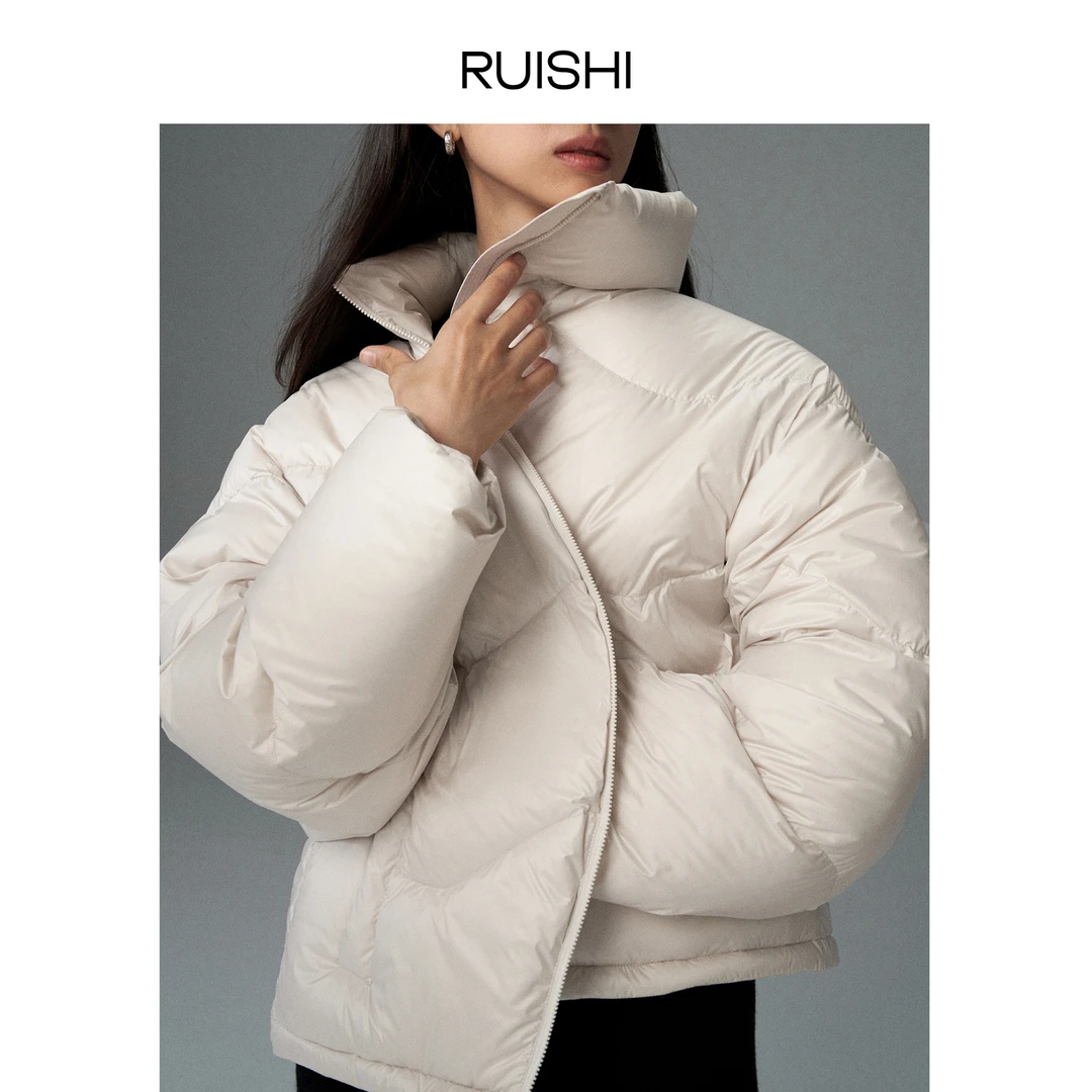 RUISHI芮时行走暖空调重磅鹅绒面包服短款保暖 轻羽绒服女秋冬