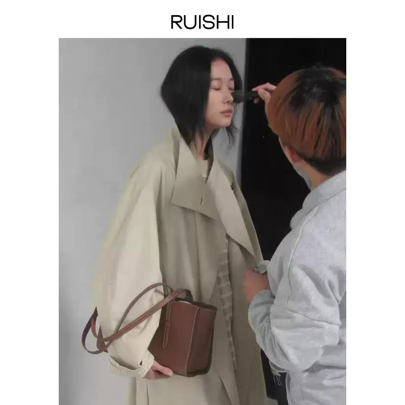 芮时【DB】立领挺括定制一粒扣廓形短长款百搭风衣外套女秋季