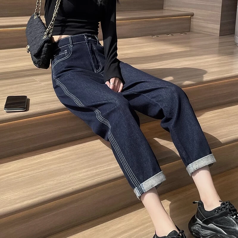 高腰哈伦牛仔裤女宽松显瘦2025春秋季新款垂感百搭休闲老爹萝卜裤