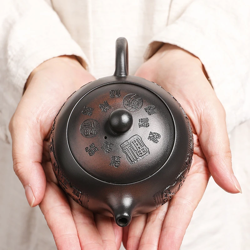 吉祥西施紫陶茶壶百福壶百福龙凤大容量茶壶凤鸣壶泡茶壶功夫茶具