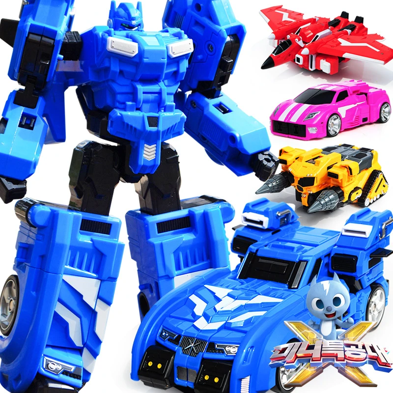 迷你特工队玩具黄金机甲可变形合体汽车机器人弗特赛米露西麦克斯