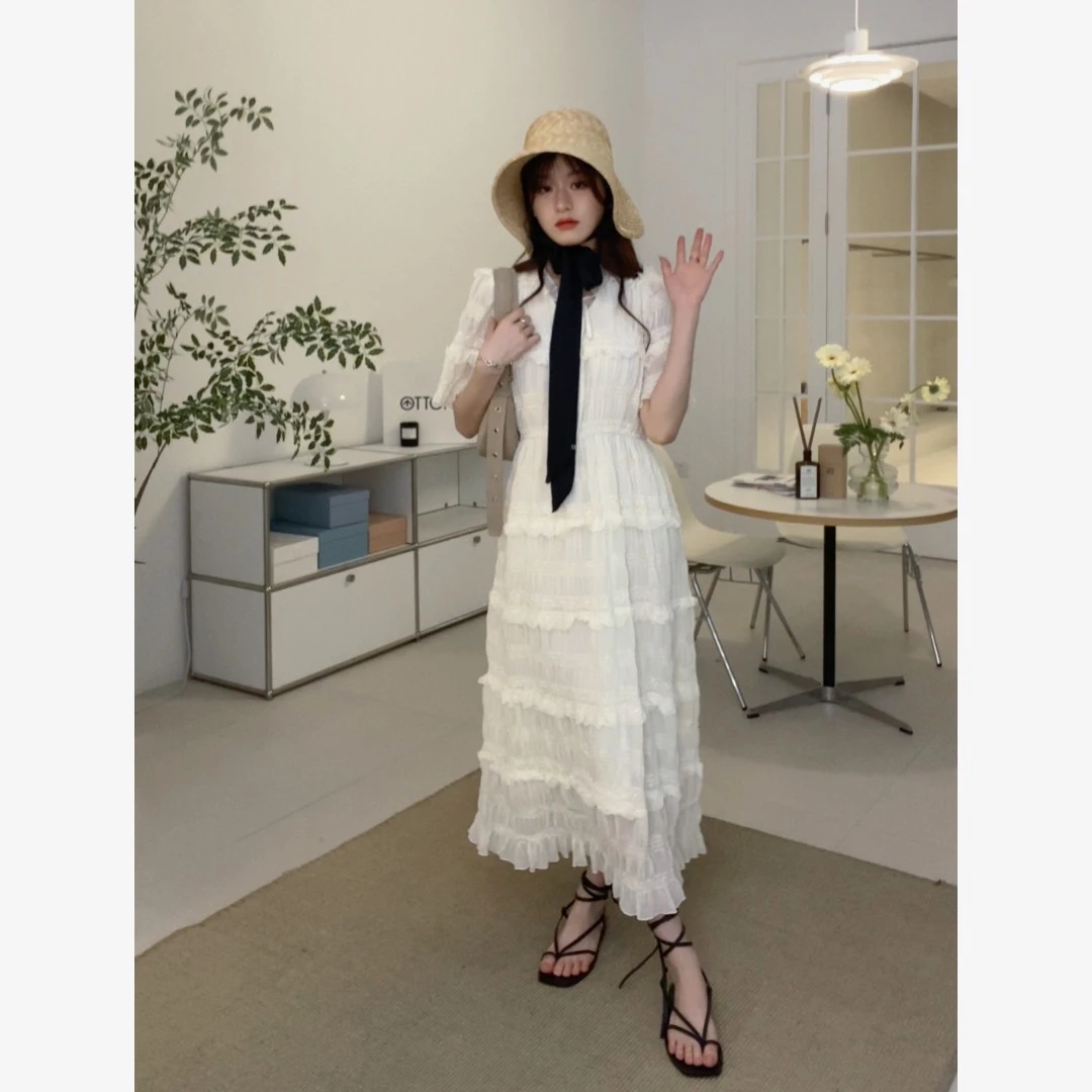 CHACHASTU春天仙女裙显瘦气质法式蕾丝茶歇温柔风蛋糕裙复古DY45