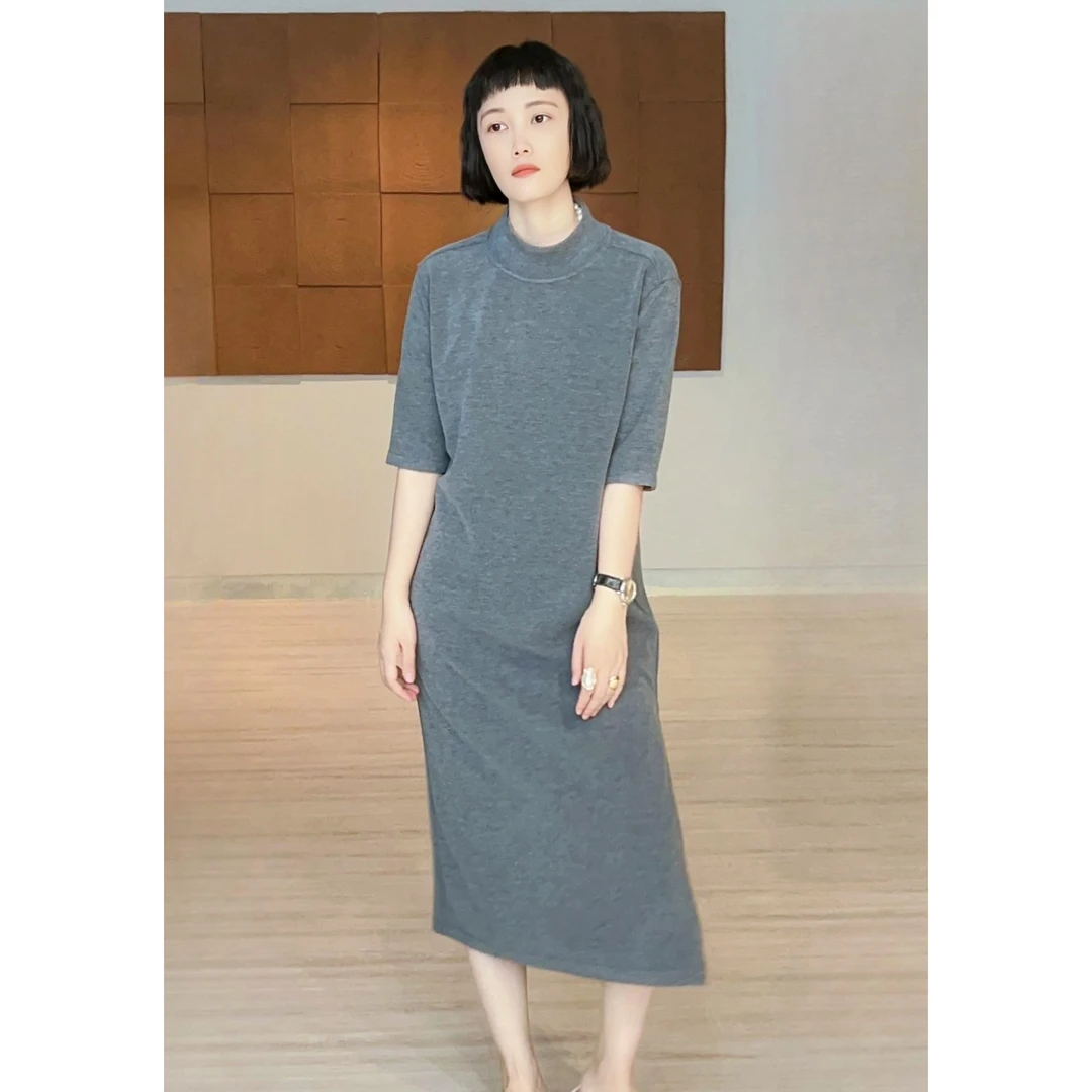 ICEEL两面穿高档气质连衣裙舒适保暖阔太太中袖裙子原创设计女装