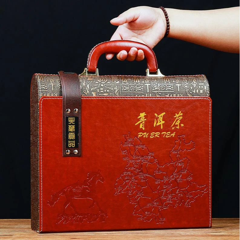 节日送礼茶叶普洱熟茶饼 云南干仓7字饼357g礼盒装