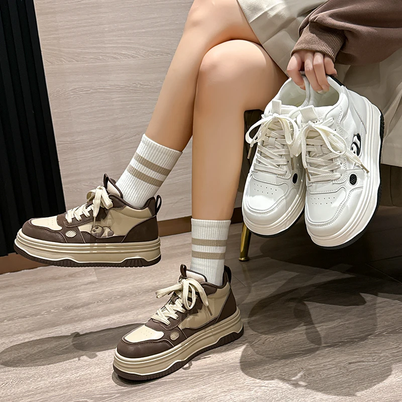 森马厚底小白鞋女2024秋季新款时尚休闲运动鞋小众黑白熊猫鞋女鞋