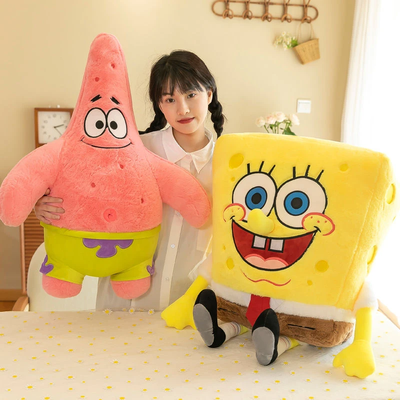 兔毛柔软毛绒玩偶海绵宝宝派大星男女儿童睡觉抱枕布娃娃生日礼物