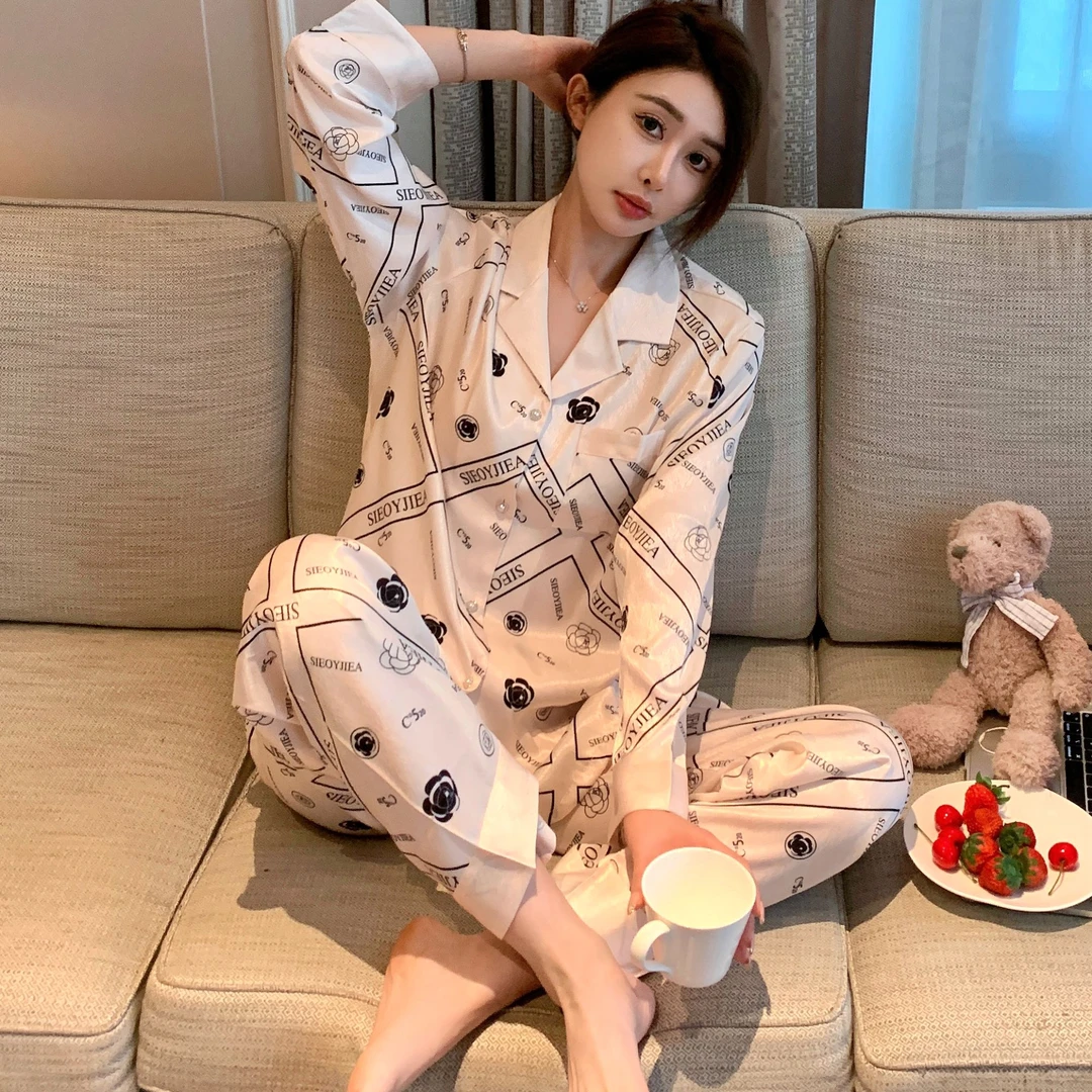 简丹生活【山茶花】小众设计潮牌长袖长裤家居服薄款套装简约