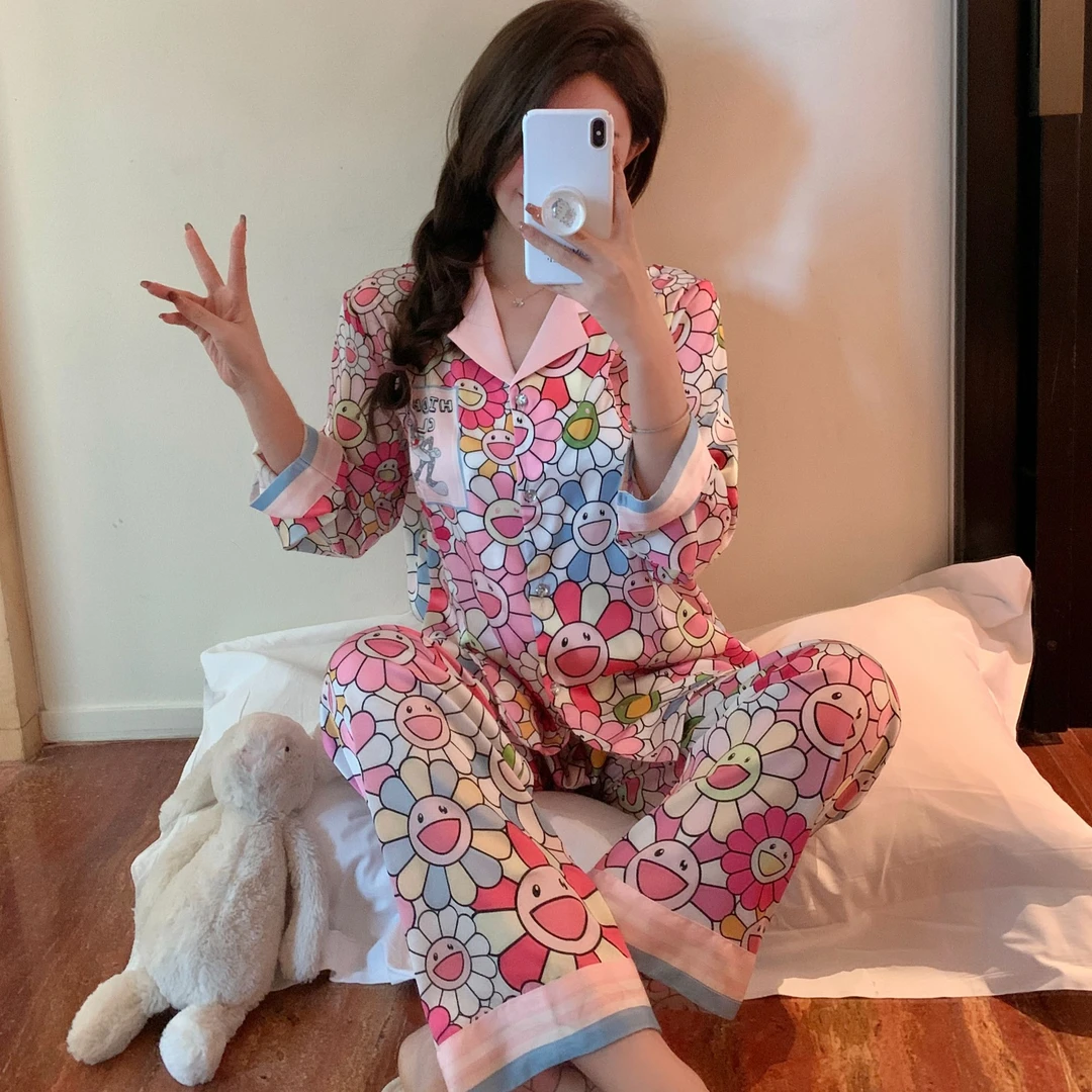 【兔年限定太阳花】秋款睡衣网红时尚女长袖两件套女士夏薄款家居服