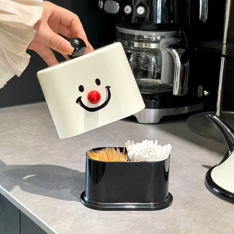 牙签盒轻奢2024新款创意个性家用高颜值牙签筒治愈系棉签罐收纳盒