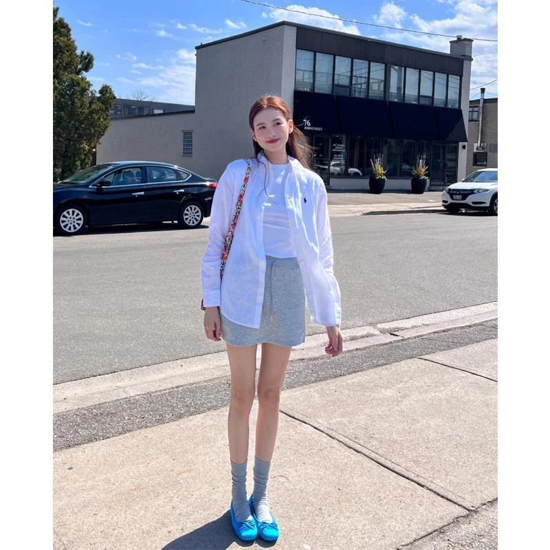 小马刺绣翻领白色衬衫女夏季宽松休闲洋气独特别致薄款防晒外套