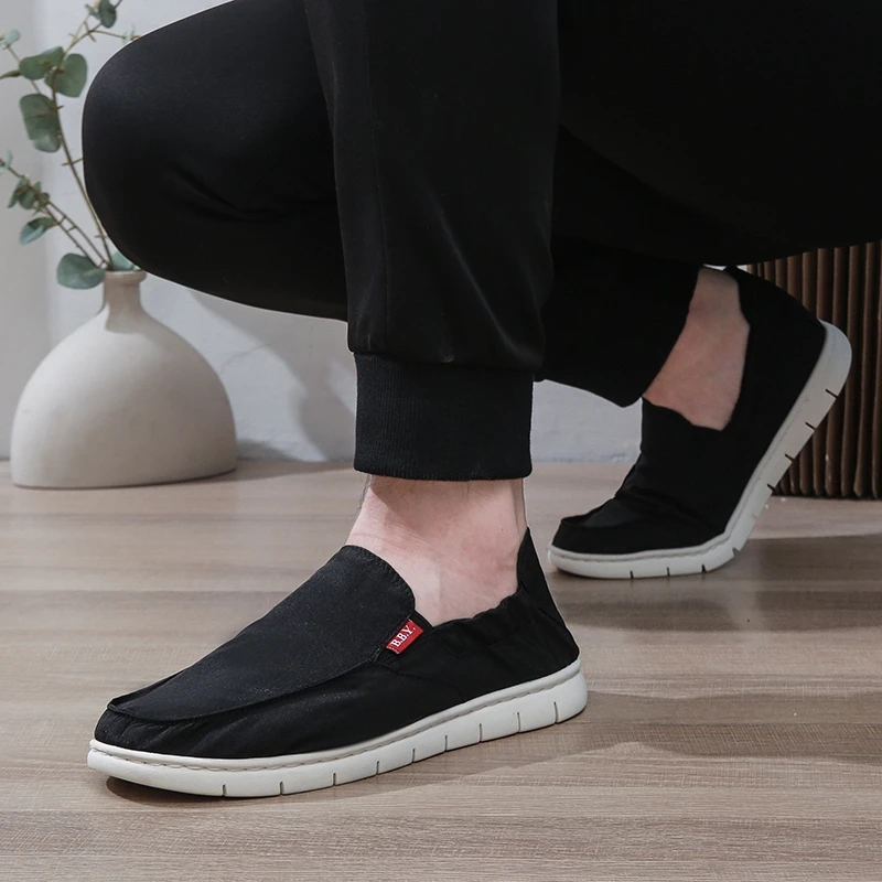 男士春夏帆布鞋舒适休闲透气轻便一脚蹬懒人鞋防滑软底百搭