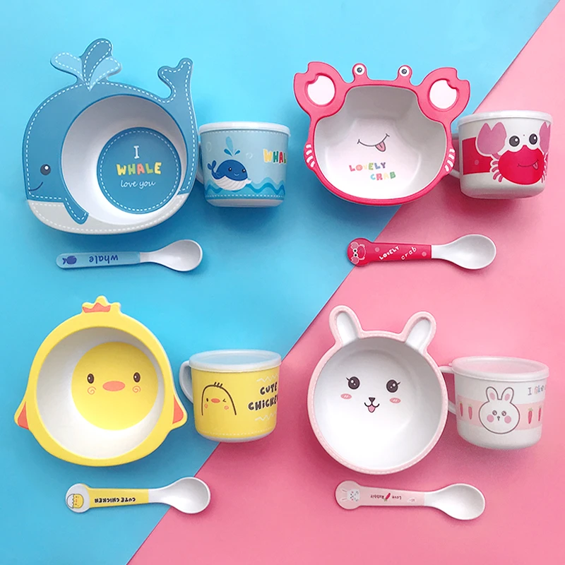 食品级儿童餐具套装家用幼儿园宝宝辅食餐盘卡通婴儿碗勺儿童杯子