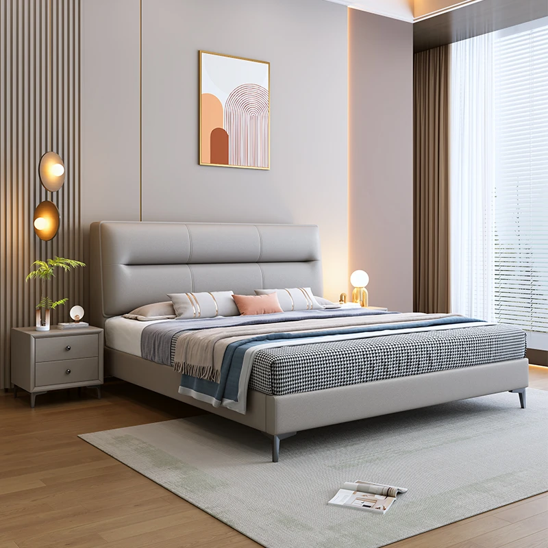 BF209头层牛皮可定制2米X2.2m意式轻奢简约主卧室舒适家用大床