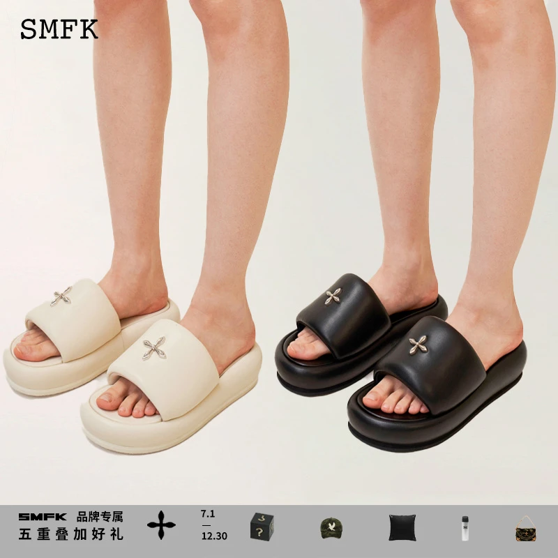 SMFK黑色拖鞋外穿厚底懒人潮流一字拖S0003BN 倪妮同款 3款