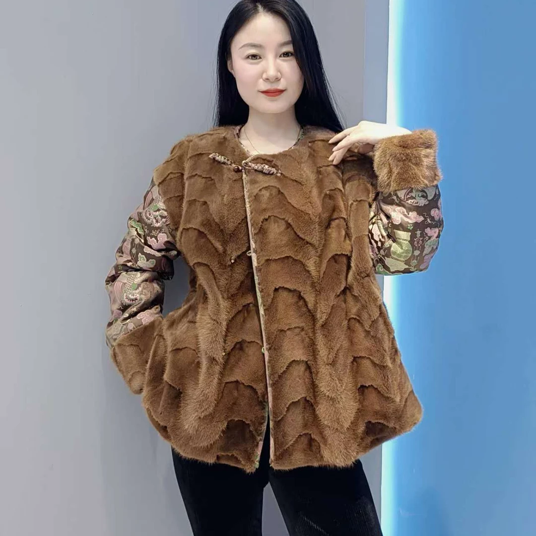 【XRSHIJIA】新款冬季女士鹅绒服配搭水貂   6830