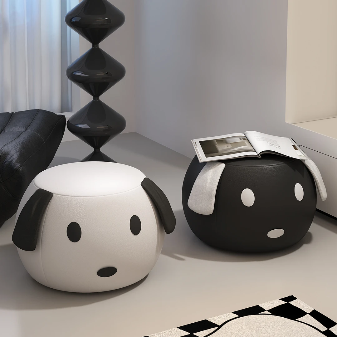 小凳子家用矮凳儿童可爱卡通小板凳客厅简约沙发凳坐墩羊羔绒圆凳