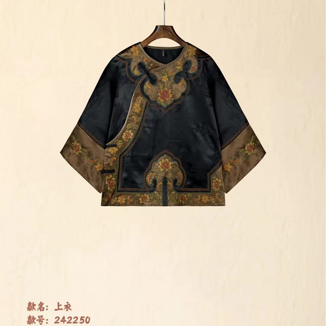 水墨云烟（再见时光）百搭九分袖上衣复古新款国风精工刺绣休闲