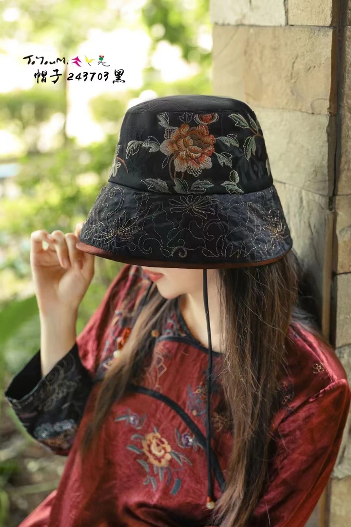 庭中花（再见时光）国风精工刺绣遮阳帽子