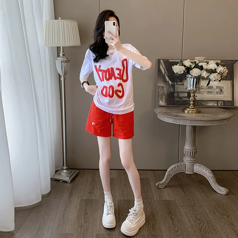 网红运动装套装韩版夏季2025新款高级感显瘦洋气短袖短裤两件套潮