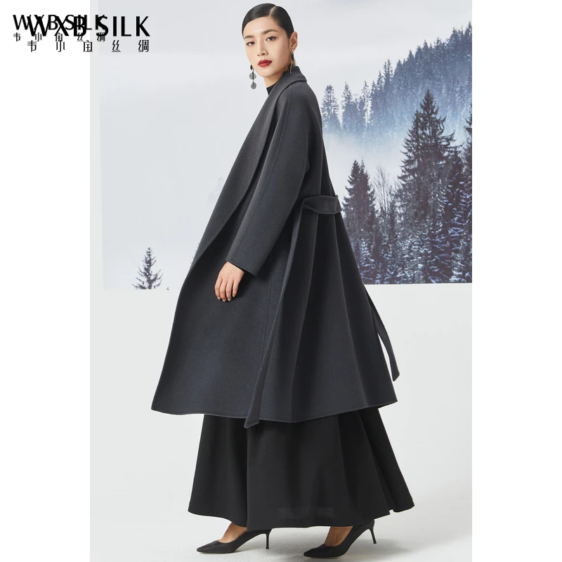 韦小宝秋冬中长款气质羊毛大衣收腰气质毛呢外套2141111359