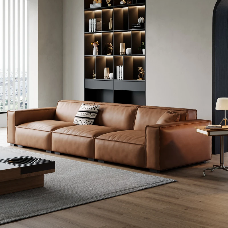 baxter豆腐块模块自由组合真皮意式极简客厅直排皮艺沙发头层牛皮