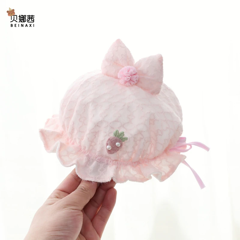 婴儿帽子春秋遮阳渔夫帽新生儿防晒帽夏季太阳帽薄款宝宝可调盆帽