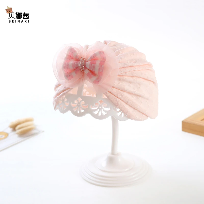 婴儿帽子夏季宝宝洋气纯棉护囟门帽新生儿夏天外出薄款印度帽初生