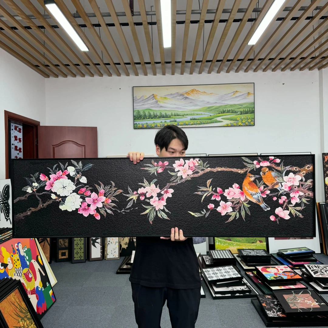 《雀嬉枝头》新中式中古风董客厅玄关装饰画复古个性挂画40150