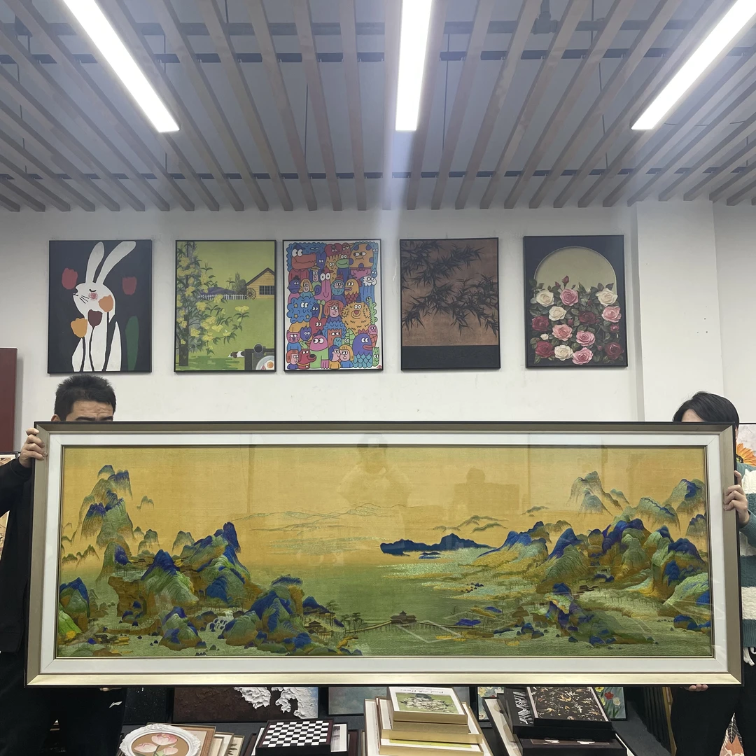 AA千里江送山苏装绣客厅挂画苏州刺绣沙发水背景墙饰画80230