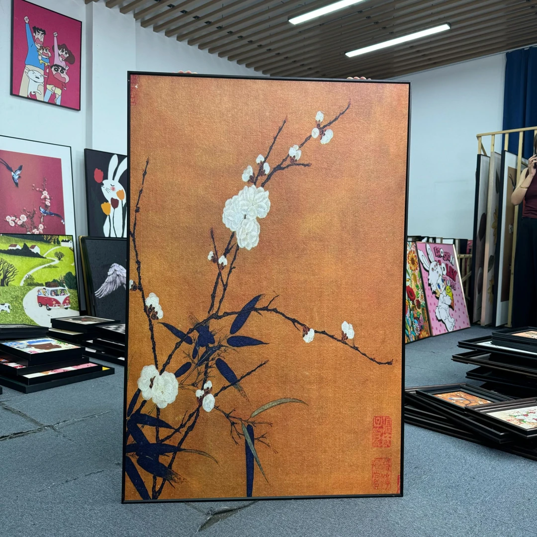 新中式古典风景字画客餐厅民宿玄关茶室壁画意境山水竖版画80120