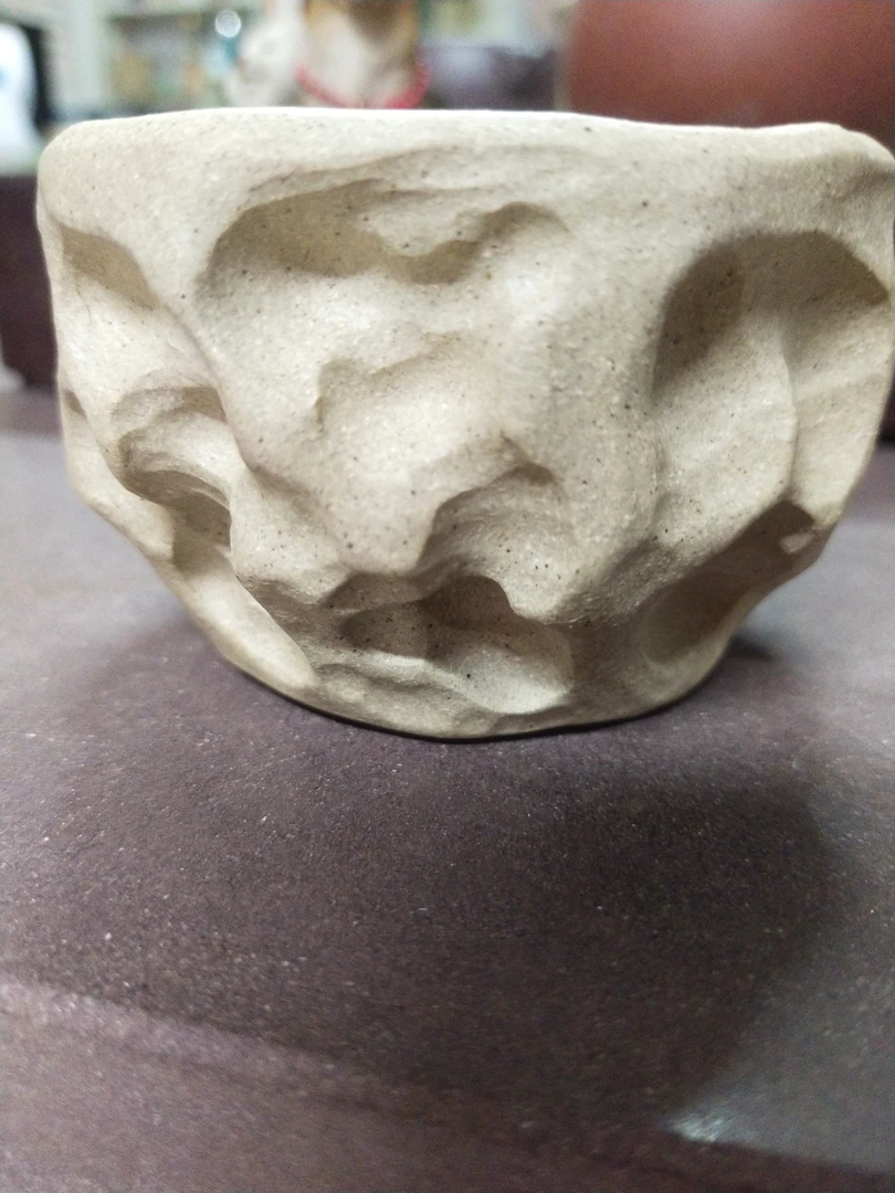 太湖石老段粗陶复古创意纯手工陶瓷大号束口太湖石主人杯太湖石杯