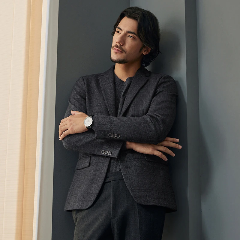 【仿羊绒质感】柒牌男士西装秋冬新品商务高定西服痞帅慵懒风男装潮