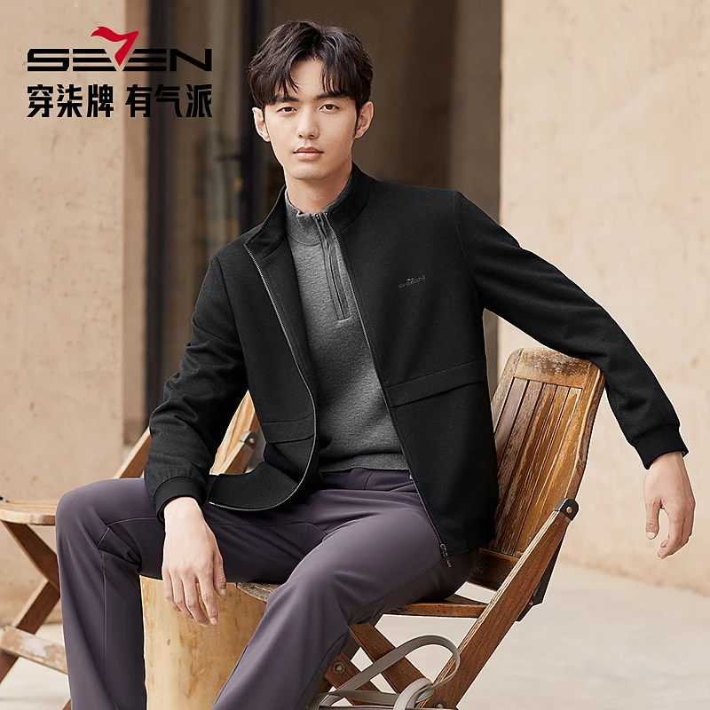 【含羊毛+鹅绒可拆卸内胆】柒牌秋冬中老年男款外套2025毛呢夹克