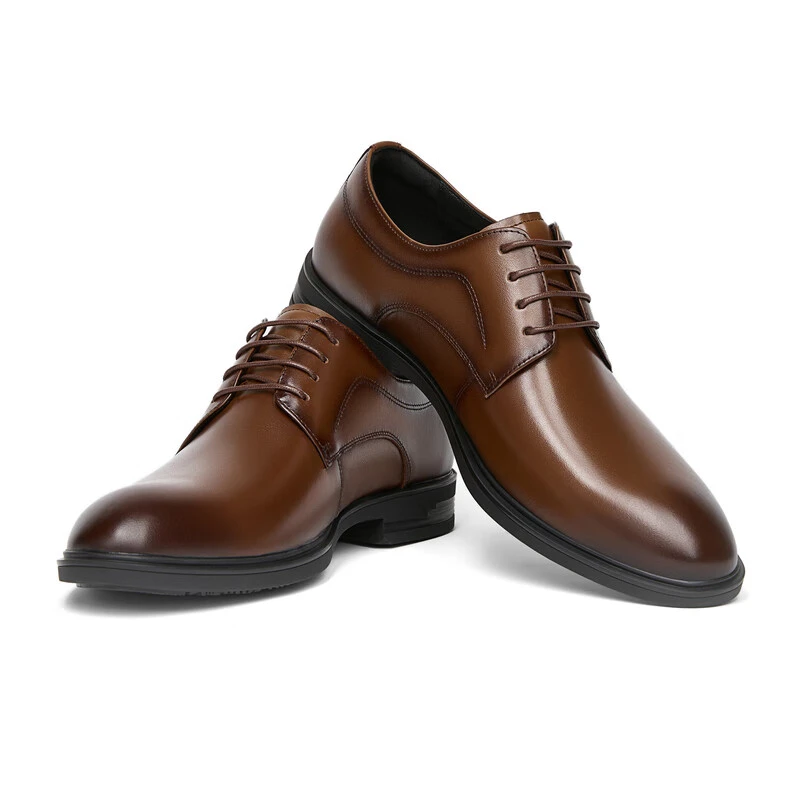 柒牌男鞋皮鞋圆头真皮商务正装鞋子英伦风潮流新郎结婚鞋126JX702