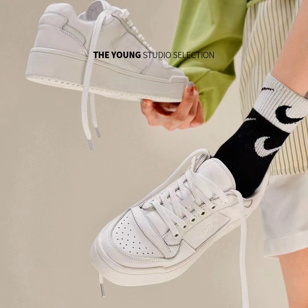 广州欧货真皮女鞋2024新款春夏小白鞋厚底增高休闲小众板鞋洋气潮