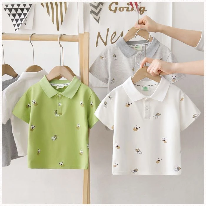 男童t恤短袖夏季儿童polo衫宝宝体恤上衣韩版翻领小童帅气白色潮