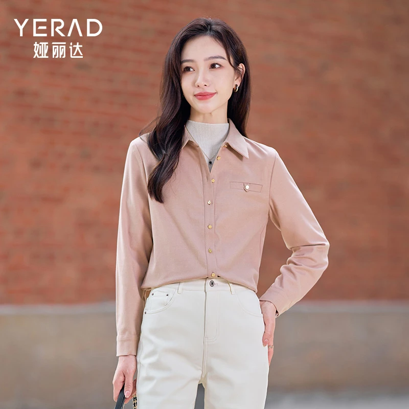 【美拉德色系】娅丽达磨毛衬衫女2025春秋新款美拉德穿搭外套衬衣女