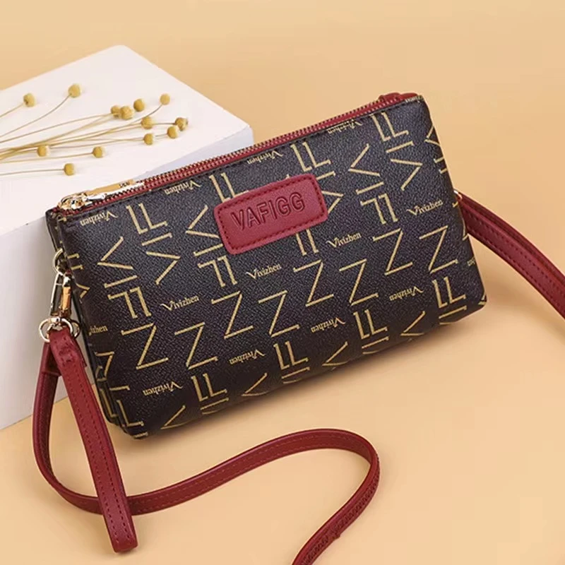 手拿钱包女士长款拉链印花时尚妈妈零钱钥匙包斜挎包手机包小包